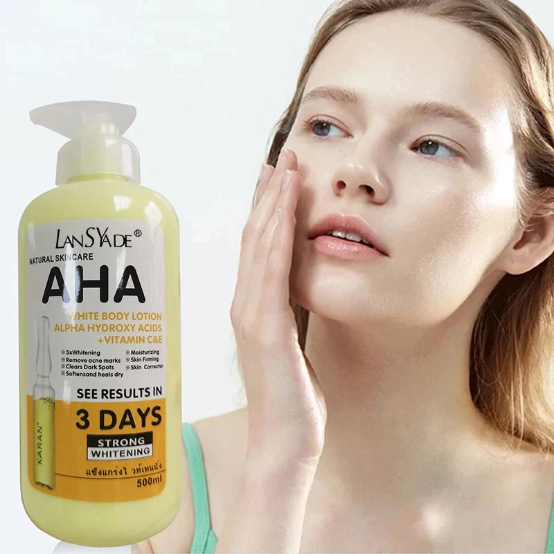 500ml Whitening Body Cream AHA Hydroxy Acids Vitamin C&E Moisturizing Lightening Body Lotion Remove Acne Marks Skin Care Healthy supplements