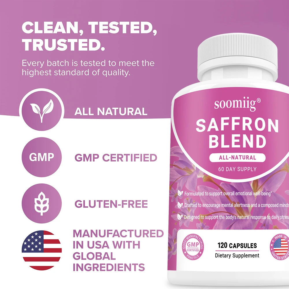 Saffron Supplements Saffron Extract for Mood & Memory, Eye Health - Joint Supplement for Women & Men - 120 Vegan Capsules Healthy supplements