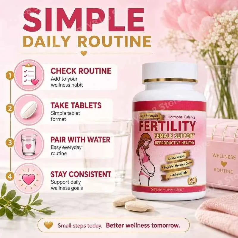 Female Fertility Vitamins for Women, Pre Pregnancy Prenatal Supplement for Prenatal Daily Routine, 60 Count Tablets