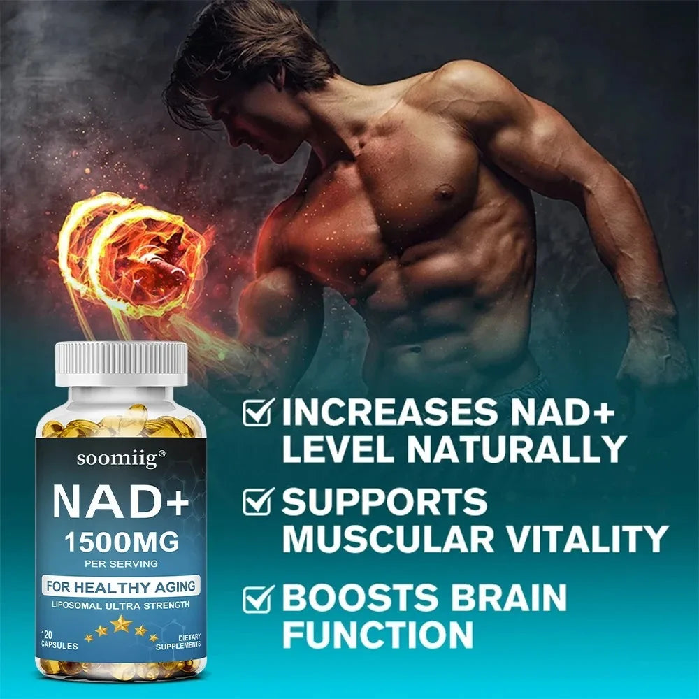 NAD+ Supplement-with Trans-Resveratrol, Support Skin Health, Cell Repair, Brain Cognition, Anti-Aging, Antioxidant, 120 Capsules Healthy supplements
