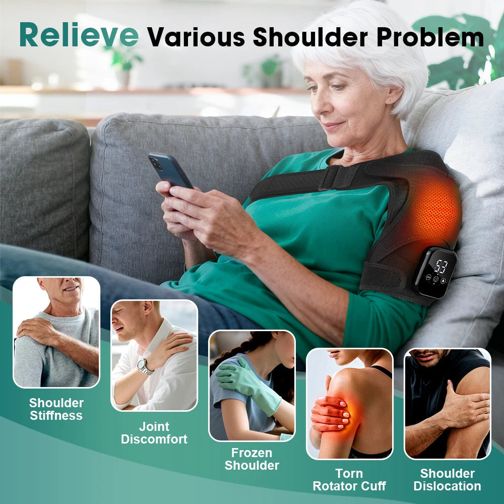 Electric Heating Shoulder Brace Vibration Hot Compress Shoulder Massage Support Belt Strap For Joint Brace Care Muscle Relaxatio Healthy supplements
