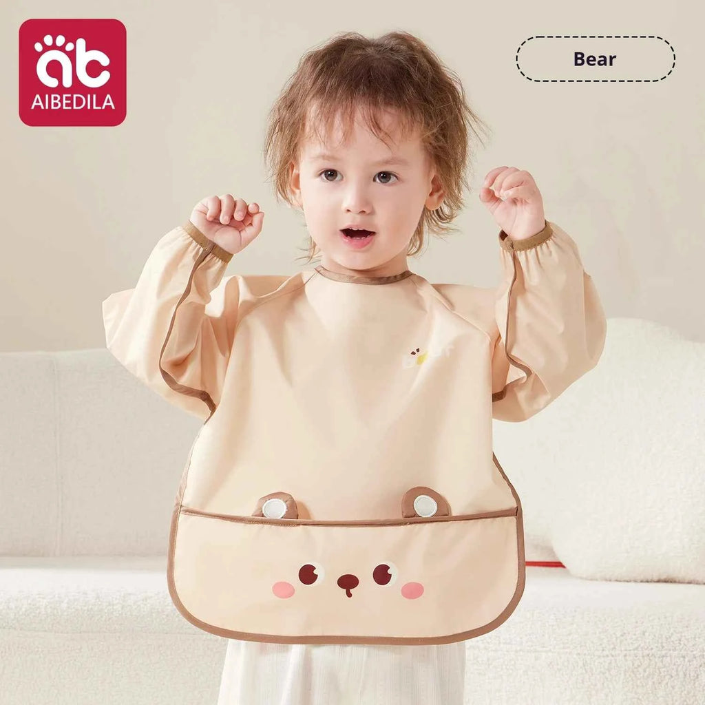 AIBEDILA Baby Eating Overalls Waterproof Children's Bibs Anti-Dressing Aprons Male Treasure Female Baby Food Supplement