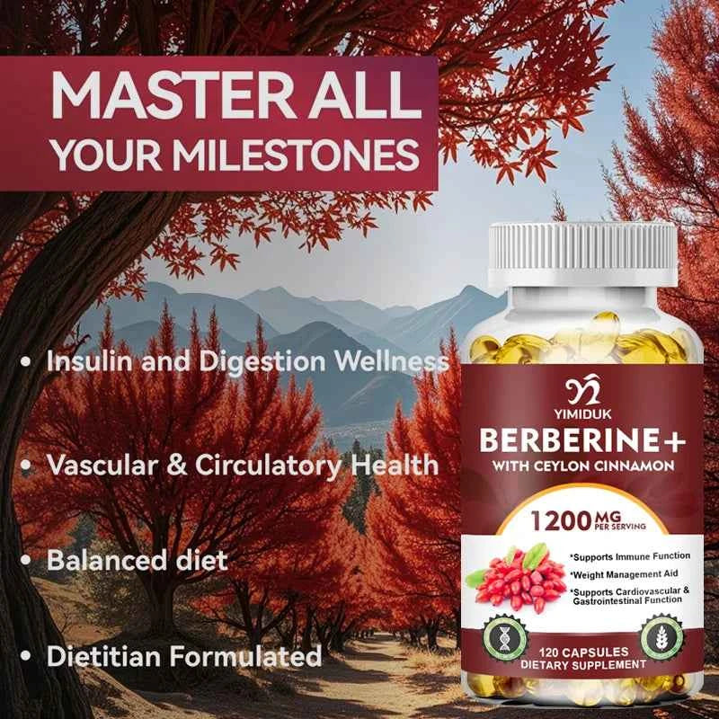 YIMIDUK Berberine Supplement with Cinnamon & Bitter Melon - Heart Health & Weight Management Support