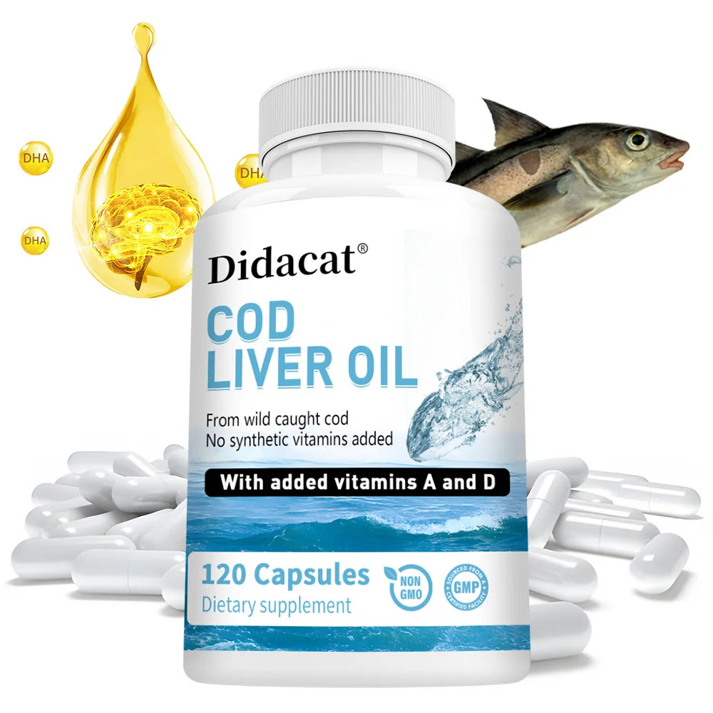 Cod Liver Oil Plus Vitamins A and D Dietary Supplement Softgels for Immune Health, Promoting Bone, Skin Health, Vision Support Healthy supplements