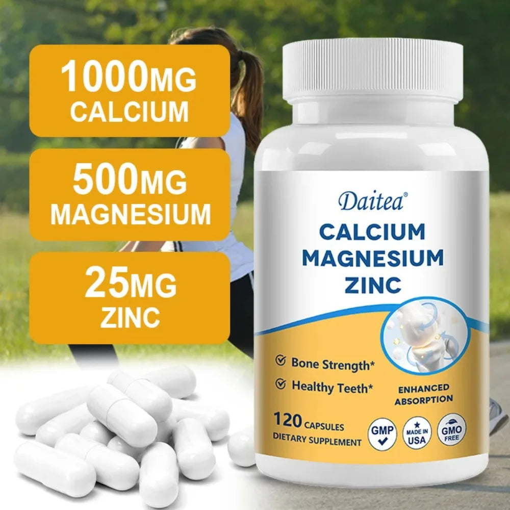 Calcium, Magnesium, Zinc Supplement - Supports Bone Health and Immune System Enhances Nutrient Absorption Healthy supplements