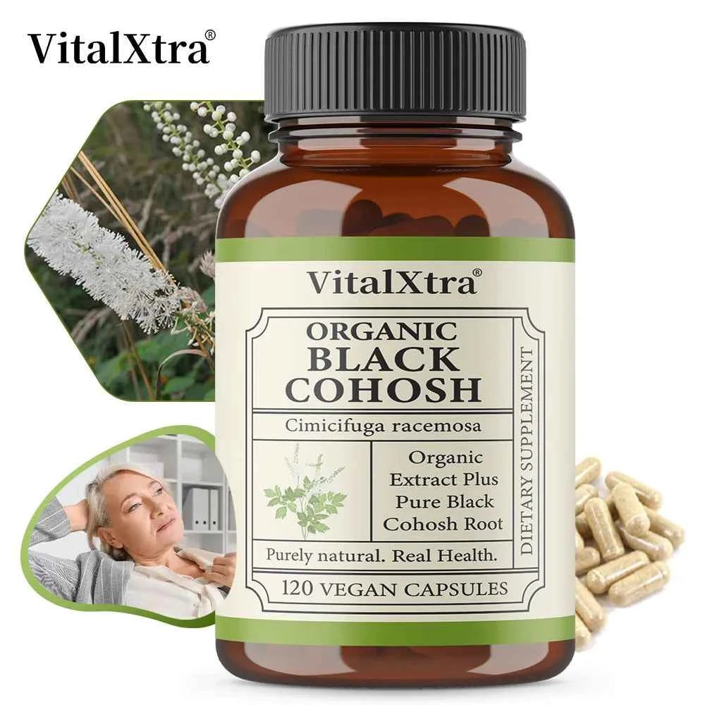 Black Cohosh Supplement, Female Herbal Support, Relieves Menopausal Hot Flashes and Night Sweats, and Improves Sleep Quality