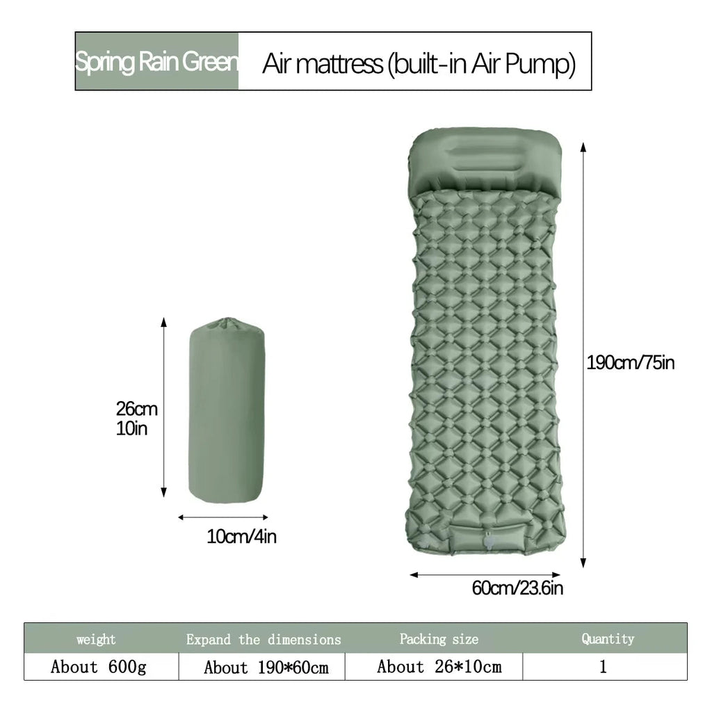 190*60cm Outdoor Camping Inflatable Mattress Sleeping Pad With Pillows Ultralight Air Mat Built In Inflator Pump Hiking RV Healthy supplements