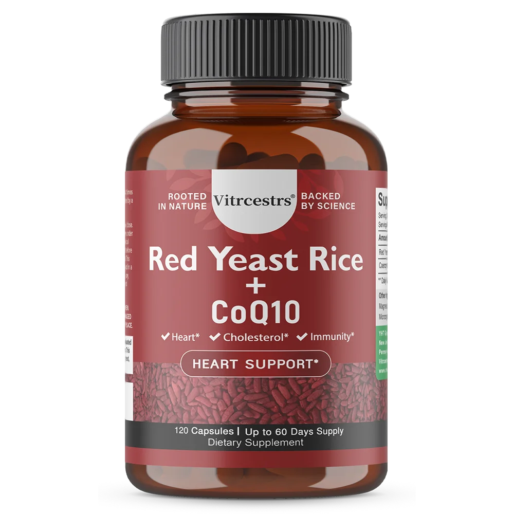 CoQ10 + Red Yeast Rice Supplement, for Cardiovascular & Heart Health, Anti-Aging, Energy Boost, Promote Vitality, Non-GMO Healthy supplements