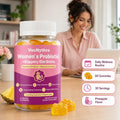 VecNythra Women's Daily Balance Probiotic Gummies with Vitamin C Slippery Elm Biotin 2 Billion CFU 60 Gummies Healthy supplements