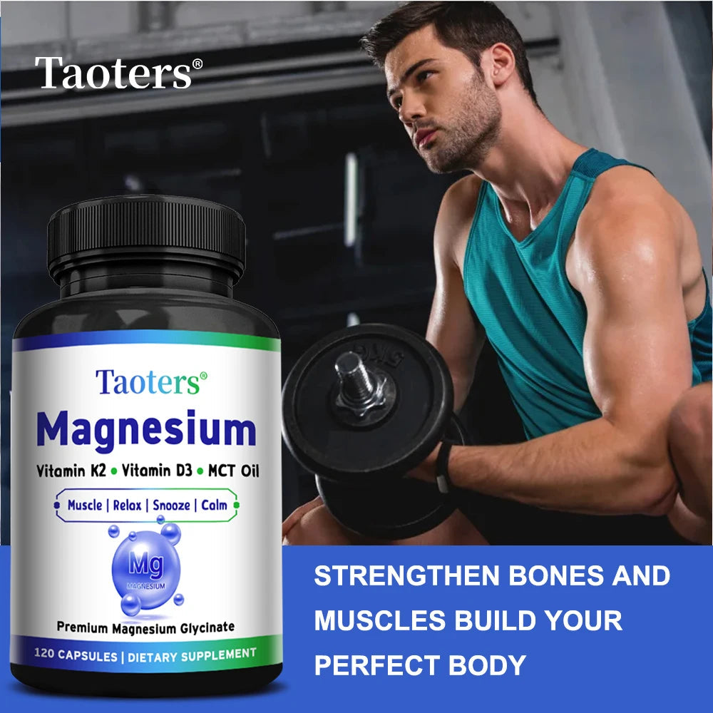 Magnesium Glycinate Capsules - Vitamin K2, D3, Support Bone Joint Wellness, Muscle Recovery, Nerve Mood Balance & Sleep Quality Healthy supplements
