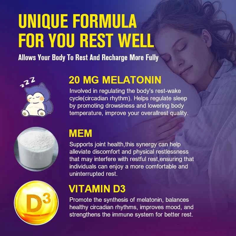 High Absorption Melatonin 20MG Supplement, Supports Natural Sleep, Reduces Stress, Aging & Nervous System Health for Men & Women