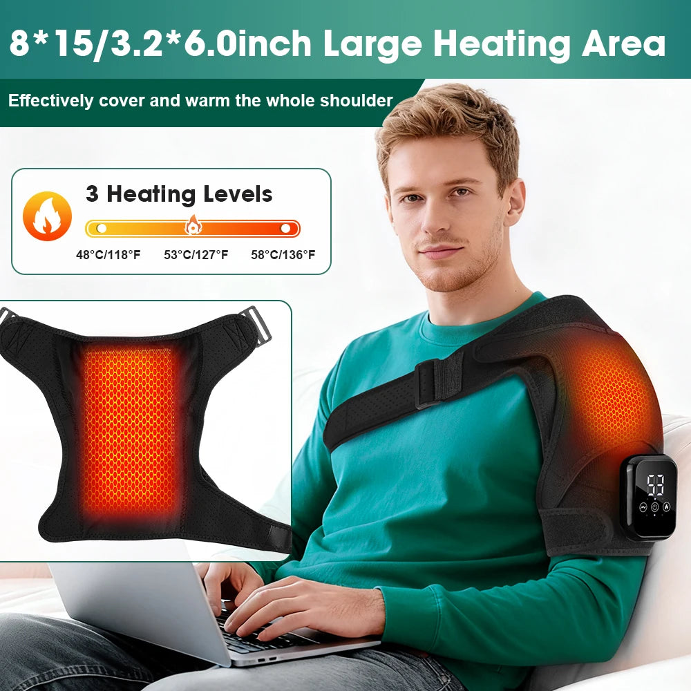 Electric Heating Shoulder Brace Vibration Hot Compress Shoulder Massage Support Belt Strap For Joint Brace Care Muscle Relaxatio Healthy supplements
