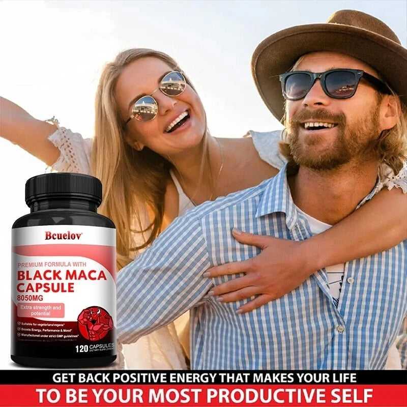 Powerful Black Maca Supplement for Men and Women, Improve Energy, Endurance, Muscle Mass Health, Maca Root Vegan Capsule Healthy supplements