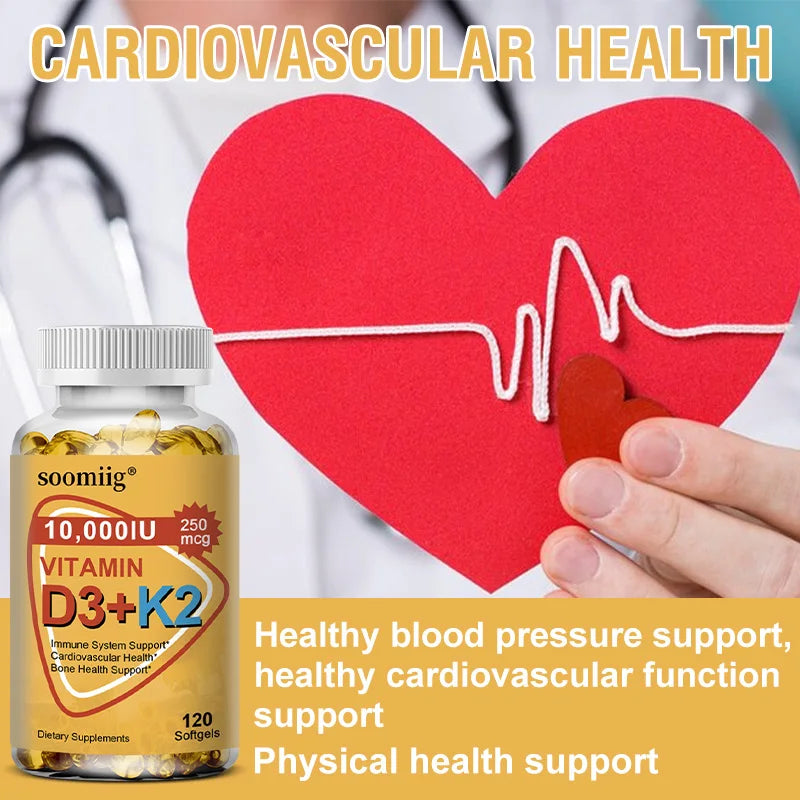 Vitamin D3 K2 Softgel Capsule Supplement Support Joint, Bone and Immune Health Strong Bones & Healthy for Men Women Healthy supplements