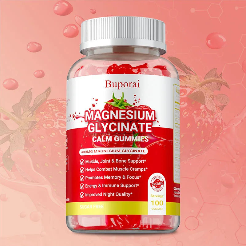 Magnesium Glycinate Gummies - Dietary Supplement, Promotes Muscle, Joint & Bone Health, Relieves Muscle Cramps, Natural Sleep Healthy supplements
