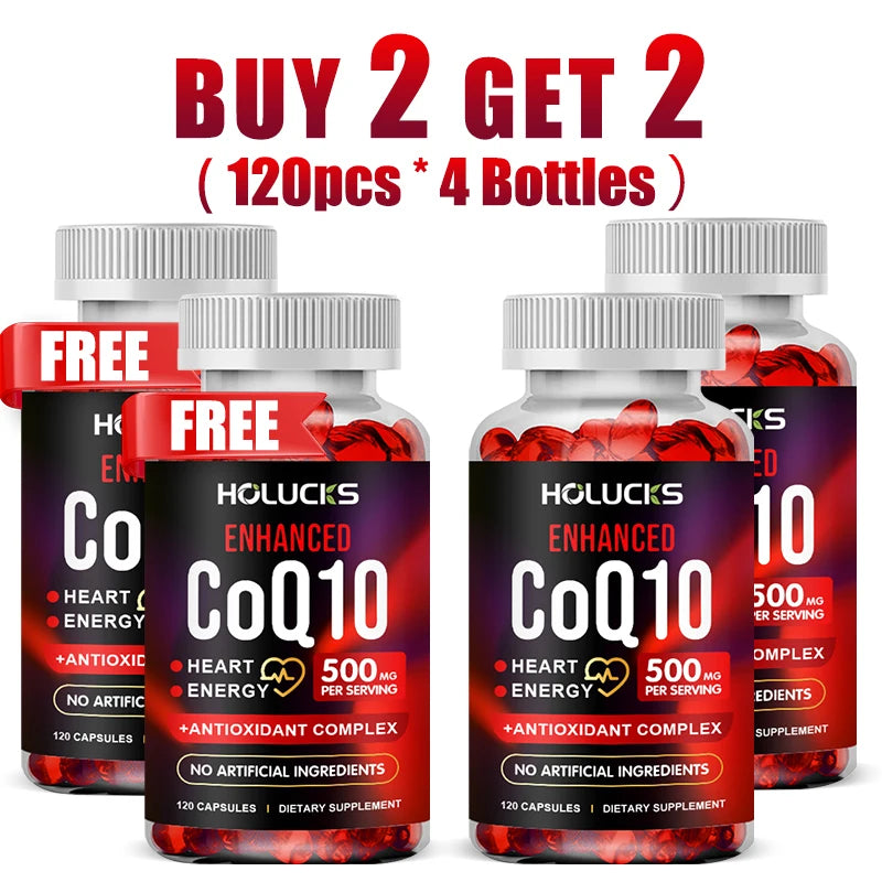 Buy 1 Get 1 Free! CoQ10 500mg Supplement, for Heart Health, Energy Production & Antioxidant, Promotes Radiance, Men & Women Healthy supplements