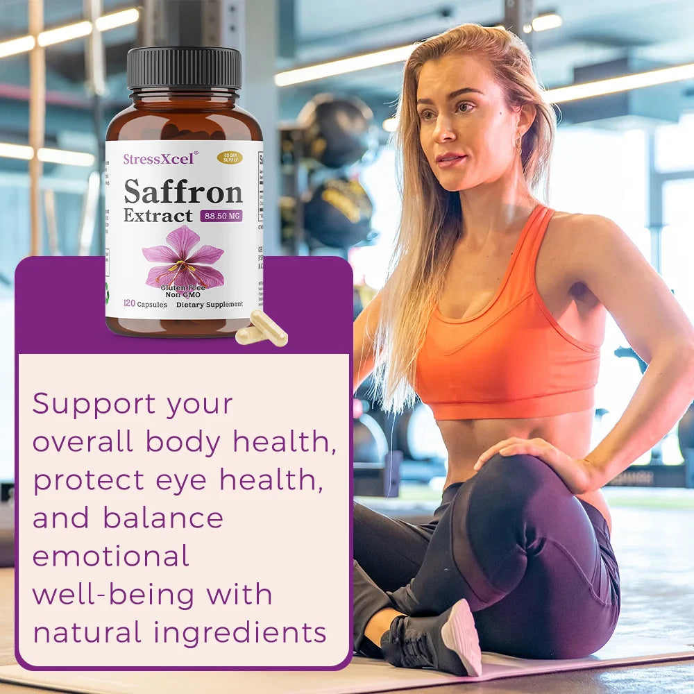 Saffron Extract Capsules, Antioxidant Daily Wellness Supplement, Improve Eye Health, Promotes Blood Circulation & Metabolism Healthy supplements