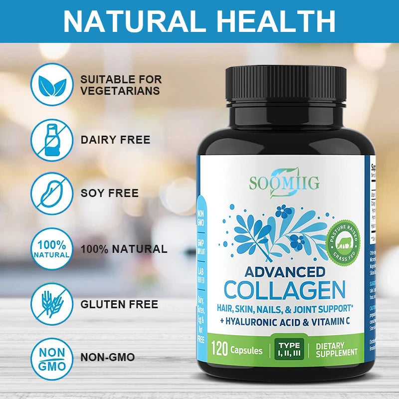 Multi Collagen Capsules, Hydrolyzed Collagen Supplement for Hair Skin Nails Joint & Bone Health, Anti-Aging Antioxidant Support Healthy supplements