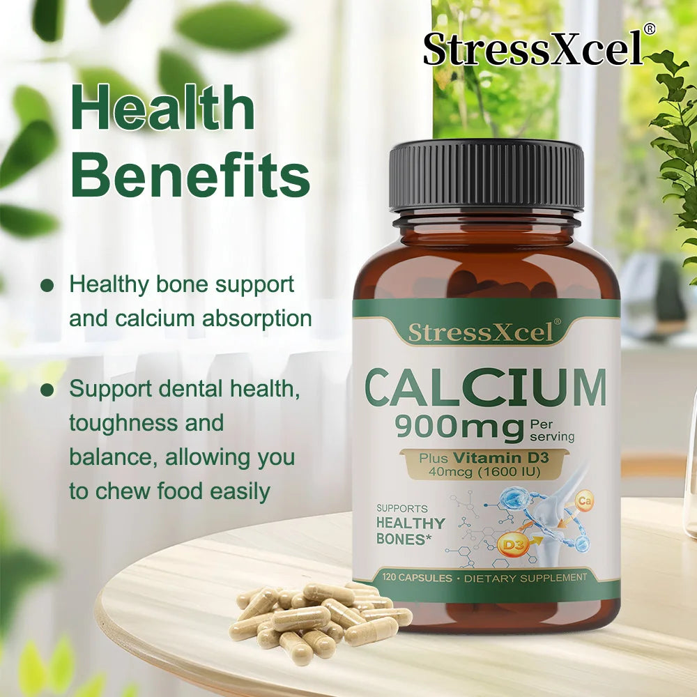 Bone Health and Joint Support Capsules with Calcium, Vitamin D3, Dietary Supplements for Women and Men, Gluten-Free Healthy supplements