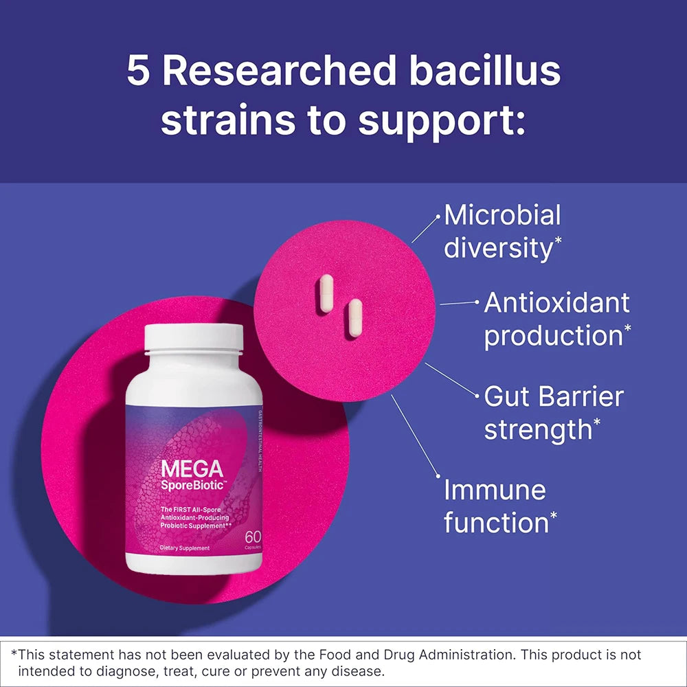 MegaSporeBiotic Probiotics Capsule for Digestive & Gut Health - Mens & Womens Probiotic Nutritional Supplements with Spore-Based Healthy supplements