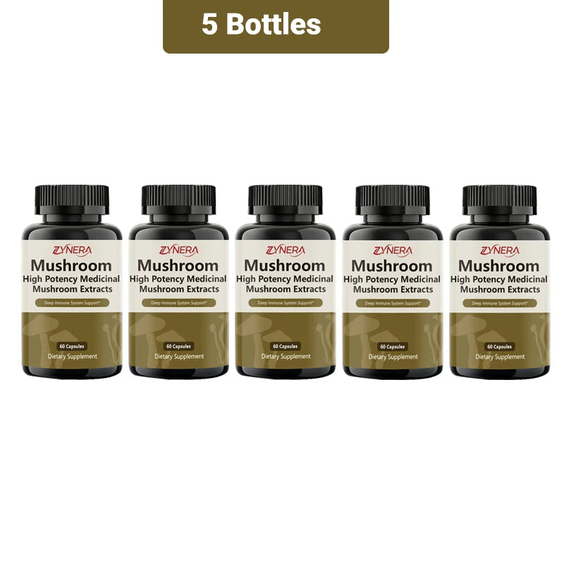 Mushroom Complex Capsules Supplement Support Immunity and Focus Health Boost Memory Protect Brain Nerves for men women stressful Healthy supplements