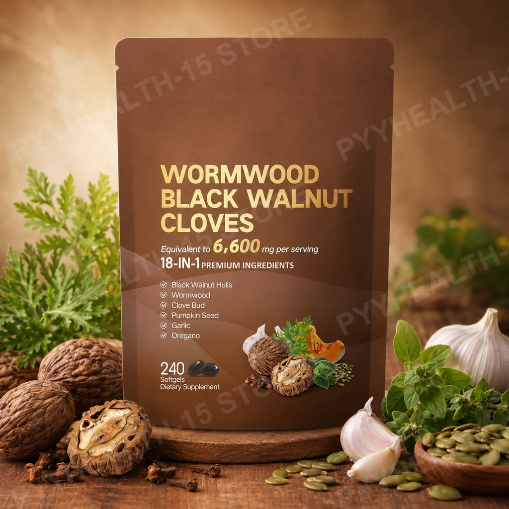 18-in-1 Wormwood Black Walnut Clove Softgels 6600mg Herbal Blend with Garlic Pumpkin Seed Oregano Daily Wellness 240 Softgels Healthy supplements