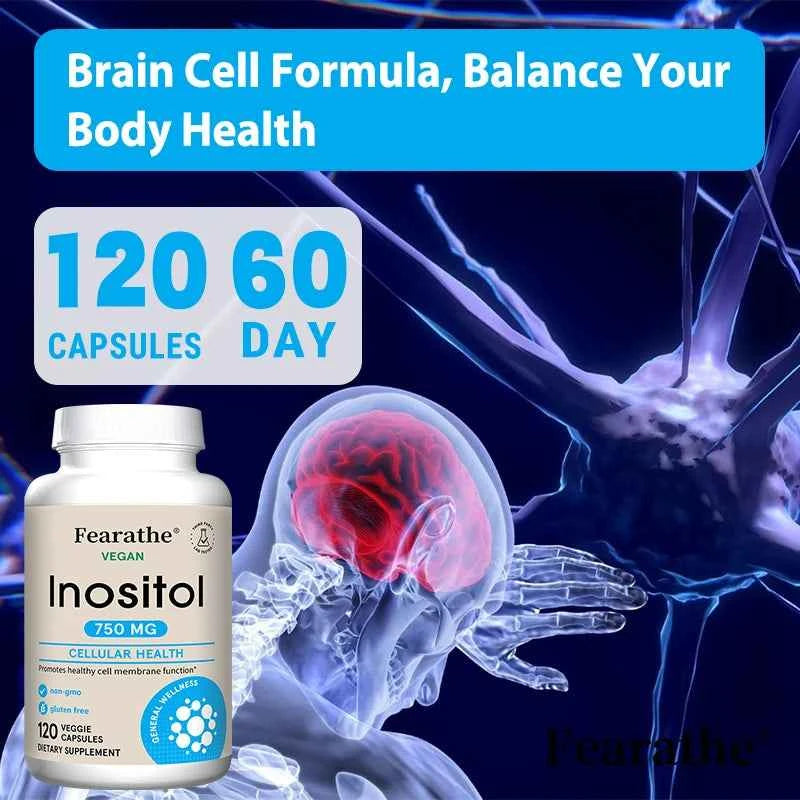 Inositol 750mg Capsules, Pure Inositol Supplement, Support Female Body Wellness, Immune, Metabolic Balance & Relaxed Mood