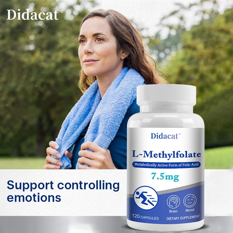 L-Methylfolate 7.5 Mg - L Methyl Folate, Methylfolate Supplement Capsules for Women & Men, Promote Brain Health, Focus, Calm Healthy supplements