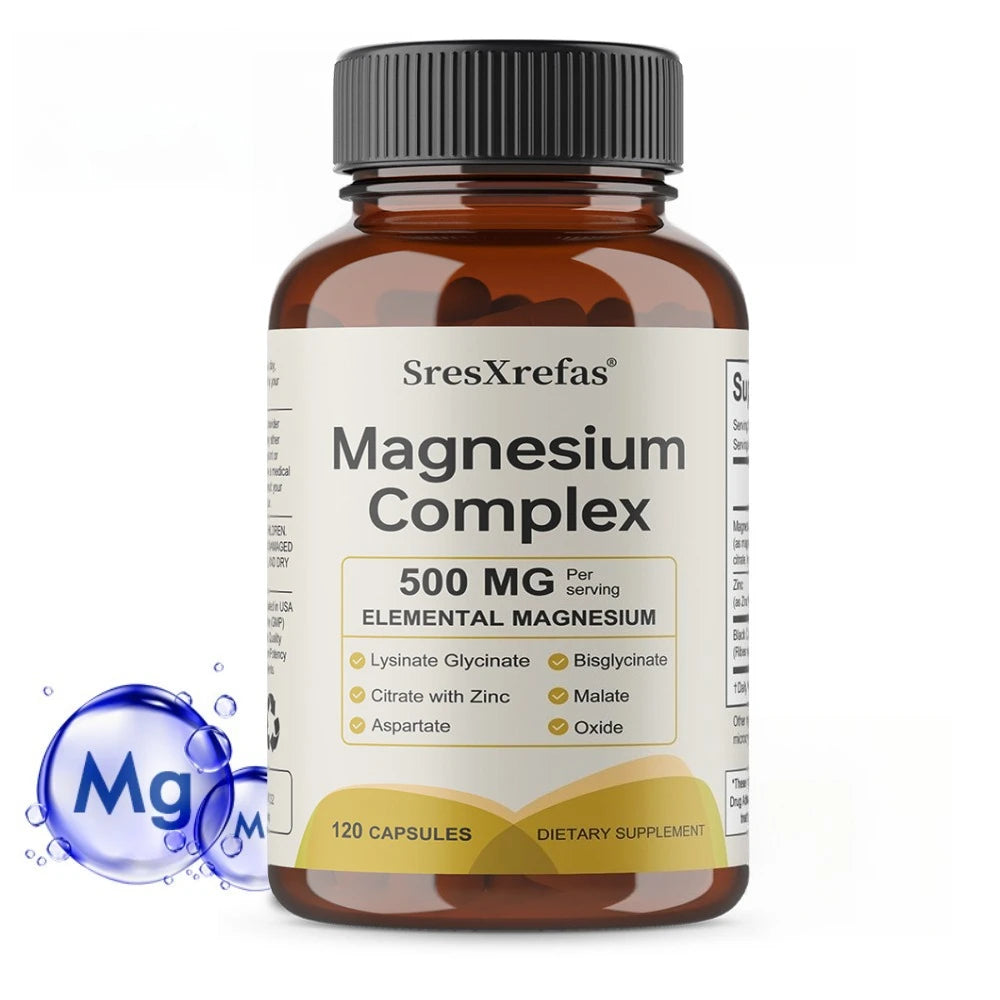 Magnesium Complex 500mg for Women & Men | 6 in 1 Magnesium Supplement with Zinc | Quality Sleep & Muscle Health Healthy supplements