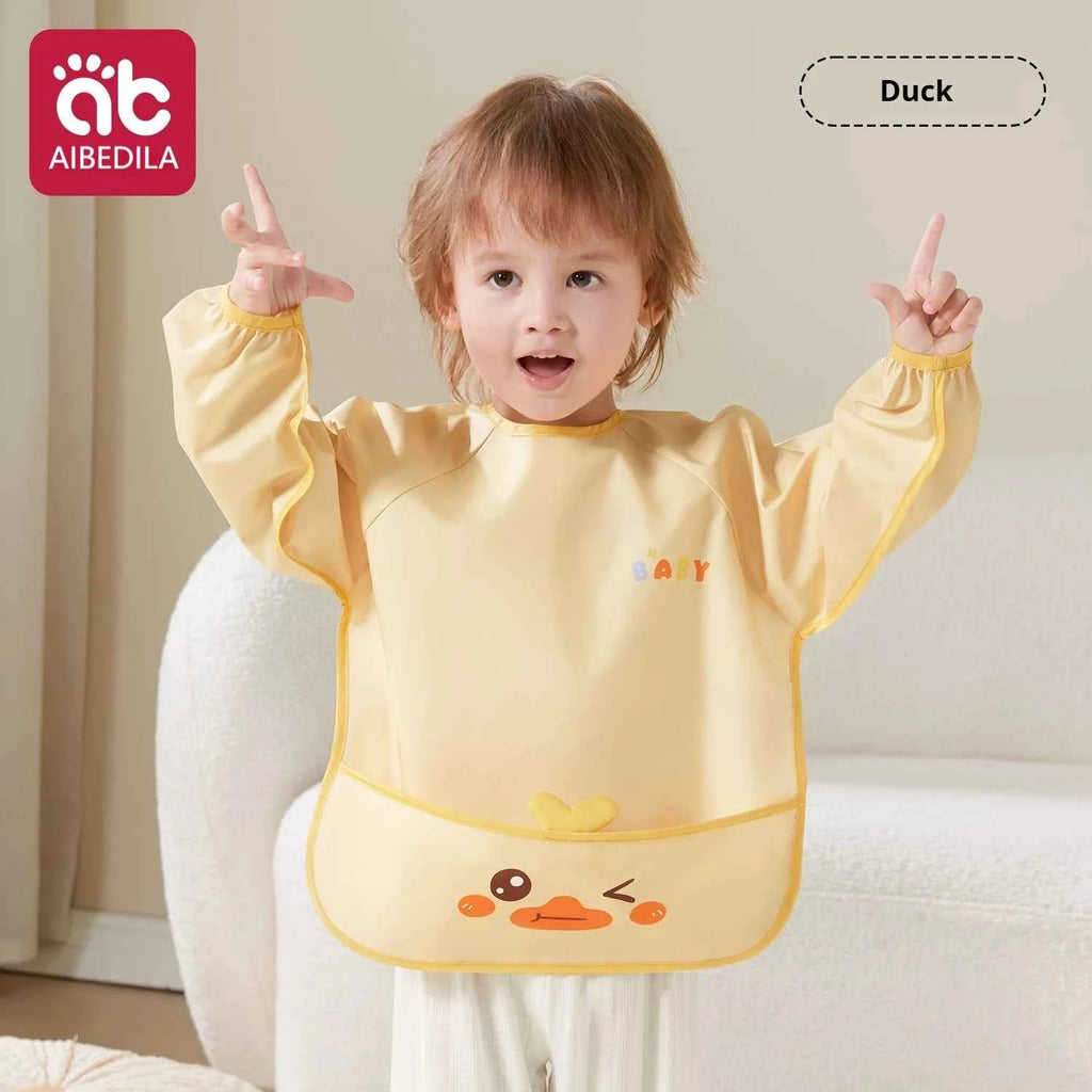 AIBEDILA Baby Eating Overalls Waterproof Children's Bibs Anti-Dressing Aprons Male Treasure Female Baby Food Supplement