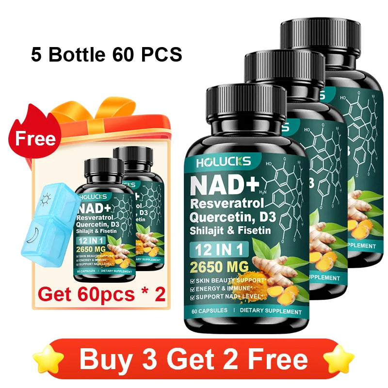 High Potency NAD+ Supplement, with Quercetin, Fisetin, Support Daily Vitality, Skin & Nails Health, Immune, Overall Well-Being Healthy supplements