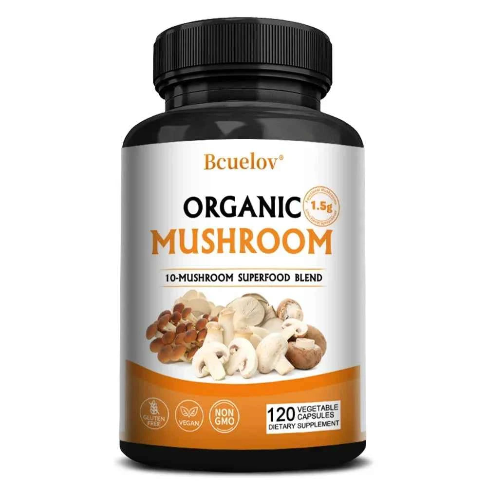 Mushroom Complex Capsules Supplement Support Immunity and Focus Health Boost Memory Protect Brain Nerves for Men Women