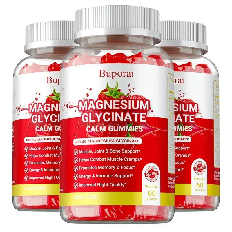 Magnesium Glycinate Gummies - Dietary Supplement, Promotes Muscle, Joint & Bone Health, Relieves Muscle Cramps, Natural Sleep Healthy supplements