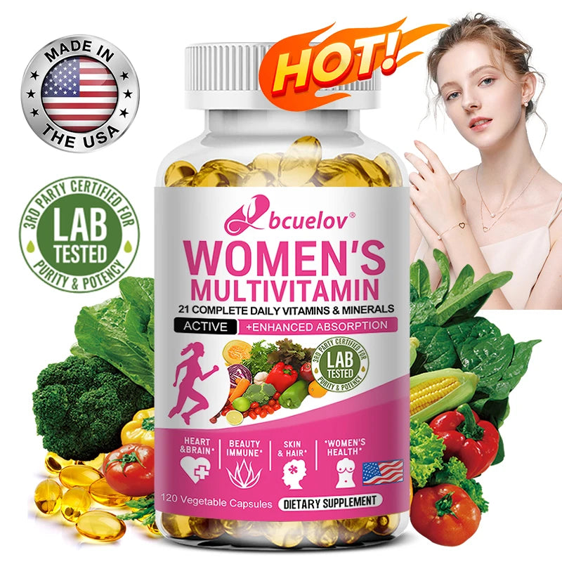 Daily Multivitamin for Women Capsules - Multivitamin and Multimineral Supplement for Skin Hair Health Energy Immune Support Healthy supplements