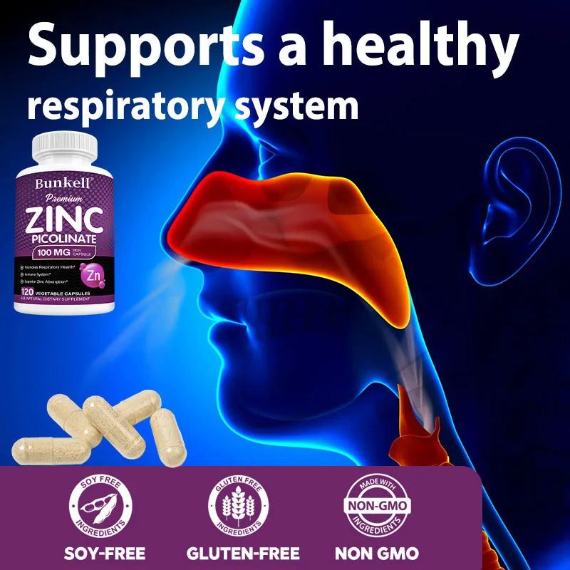Premium Zinc Picolinate 100mg, High Absorption, Immune Support, Respiratory Health, Energy Production & Sleep Supplement Healthy supplements