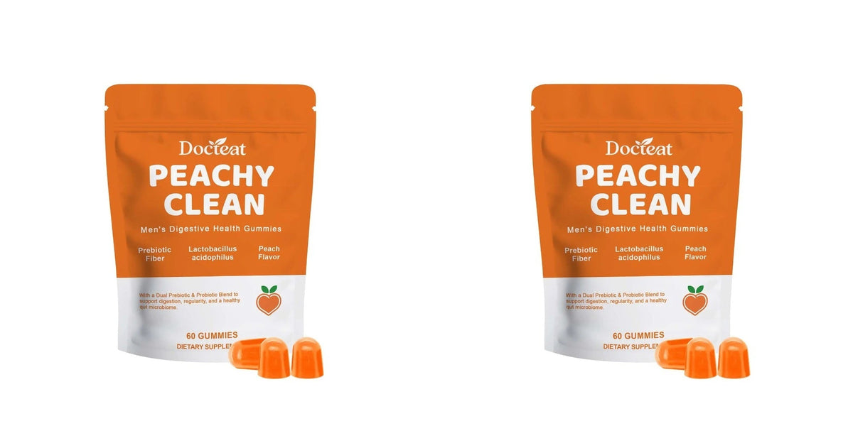 Docteat Peachy Clean Men's Digestive Health Gummies Prebiotic & Probiotic Blend Peach Flavor 60 Gummies Dietary Supplement Healthy supplements