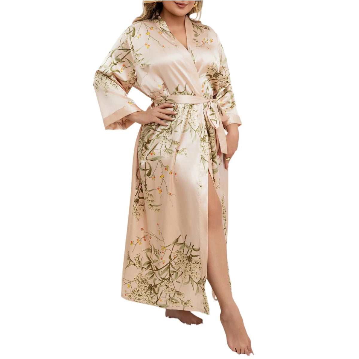 Ladies Oversized Floral Thin Skin-friendly Loungewear Summer Sexy Sleeping Robe Casual Soft and Comfortable Nightdress Homewear Healthy supplements