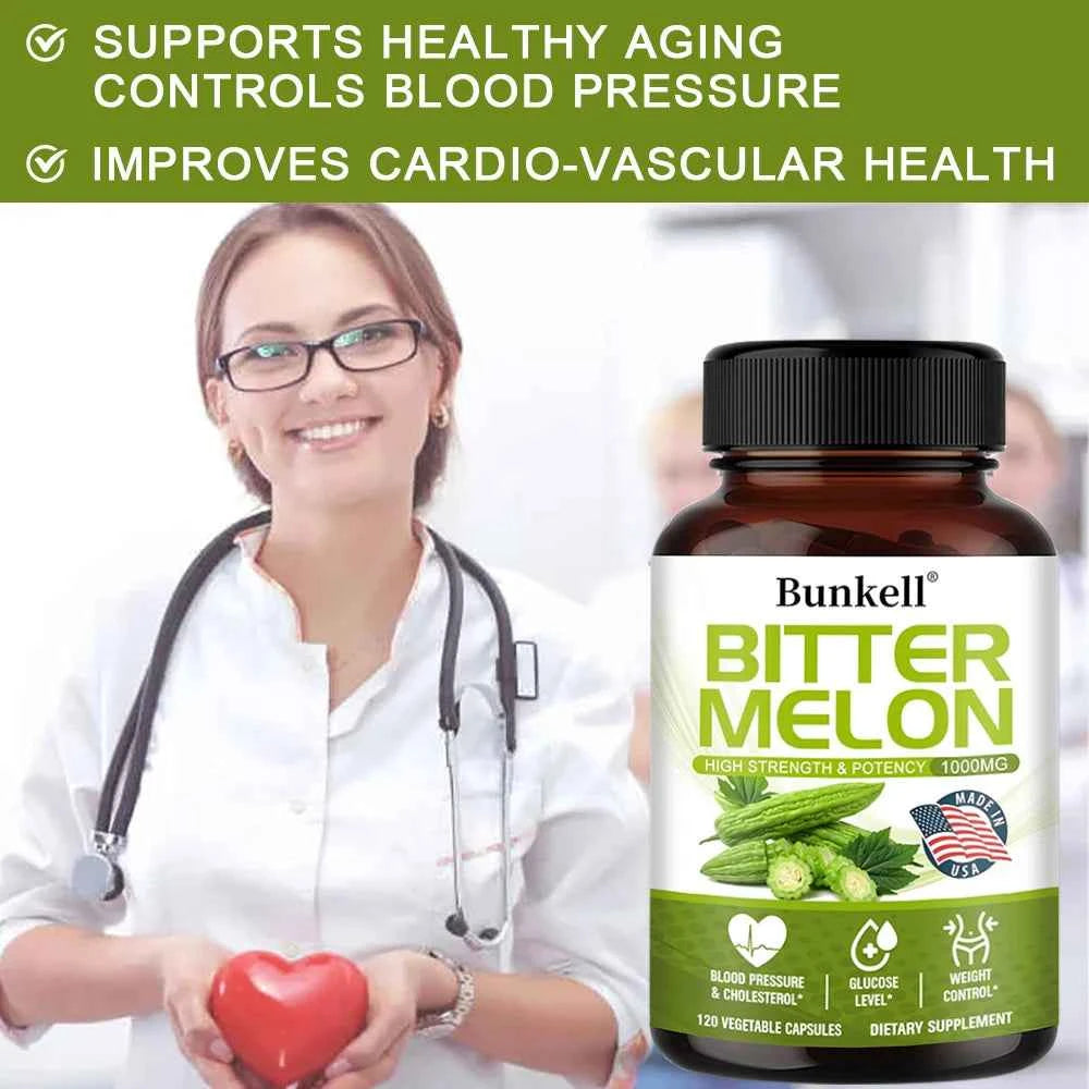 Revitalize Your Wellness with Bitter Melon Extract Capsules - 1000mg Plant Supplement for Metabolic Health and Weight Management