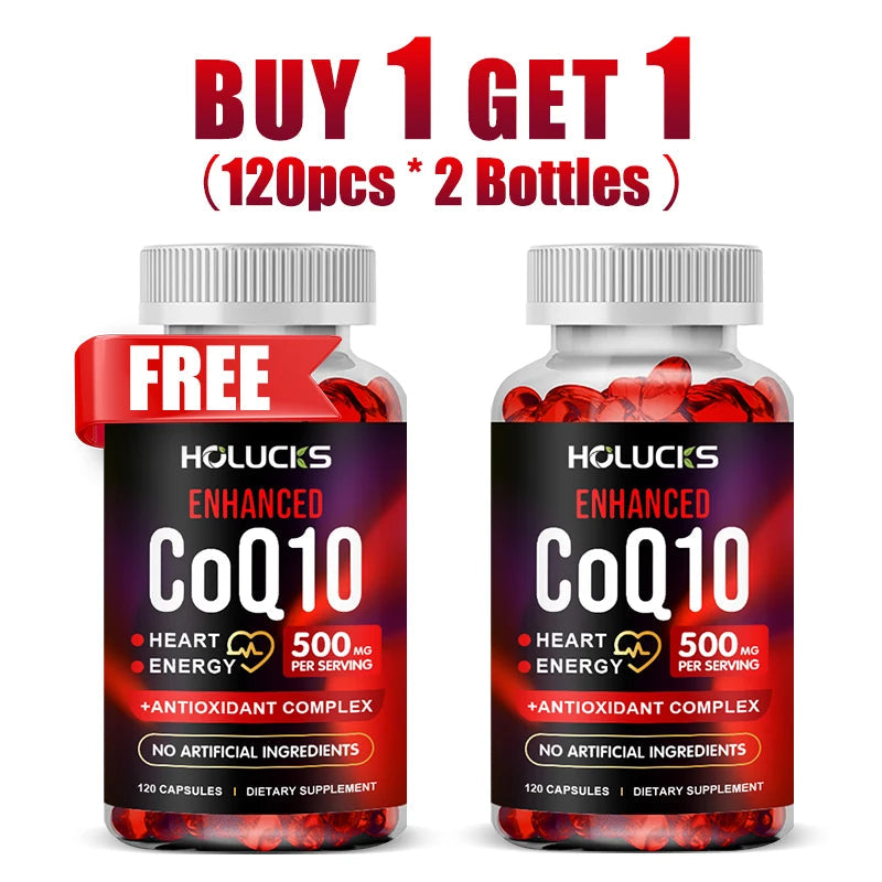Buy 1 Get 1 Free! CoQ10 500mg Supplement, for Heart Health, Energy Production & Antioxidant, Promotes Radiance, Men & Women Healthy supplements