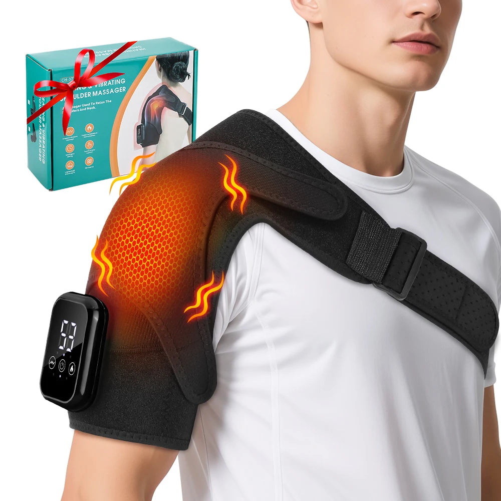 Electric Heating Shoulder Brace Vibration Hot Compress Shoulder Massage Support Belt Strap For Joint Brace Care Muscle Relaxatio Healthy supplements