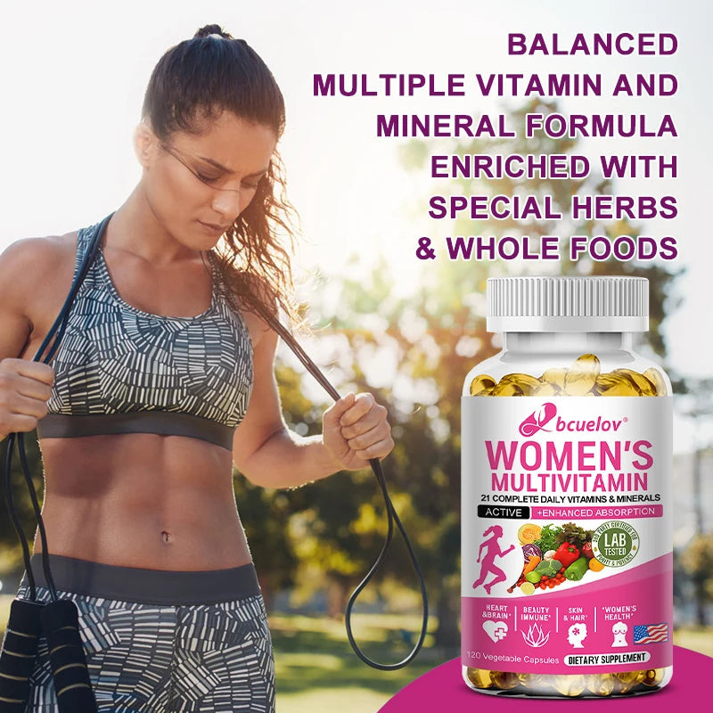 Daily Multivitamin for Women Capsules - Multivitamin and Multimineral Supplement for Skin Hair Health Energy Immune Support Healthy supplements