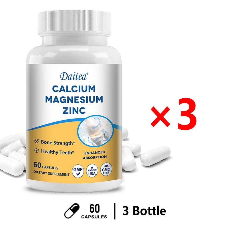 Calcium, Magnesium, Zinc Supplement - Supports Bone Health and Immune System Enhances Nutrient Absorption Healthy supplements