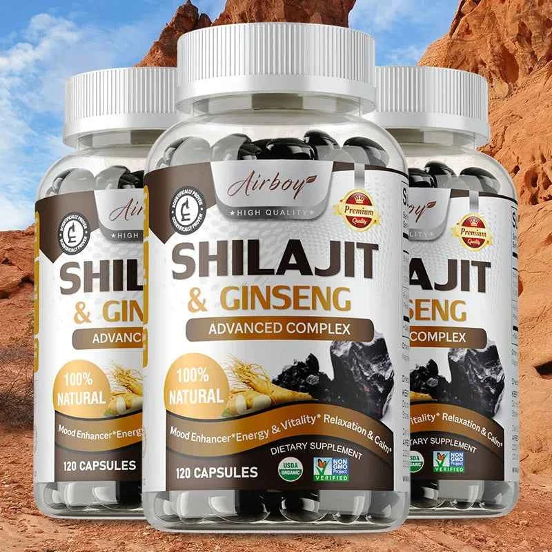 Shilajit & Ginseng - Energy & Vitality Support, Improve Mental Clarity, Immune Support, Increase Endurance, Muscle Growth