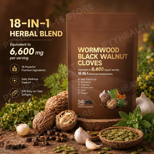 18-in-1 Wormwood Black Walnut Clove Softgels 6600mg Herbal Blend with Garlic Pumpkin Seed Oregano Daily Wellness 240 Softgels Healthy supplements