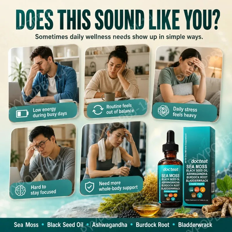 Docteat Sea Moss Liquid Drops 60ML Intestinal Health Digestion Skin Moisture Immune Support Nutritional Supplement Healthy supplements