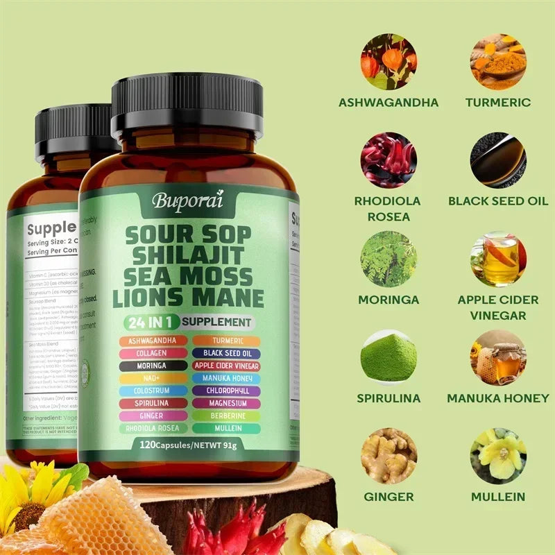 24-In-1 Soursop Supplement - Promote Digestion and Cell Health, Supports Skin, Joint and Bone Health, Strengthens Immunity Healthy supplements