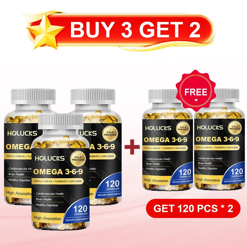 Buy 1 Get 1 Free! Omega 3-6-9 Supplement, Supports Heart & Brain Health, Skin Vitality, Immune Function & Daily Body Balance Healthy supplements