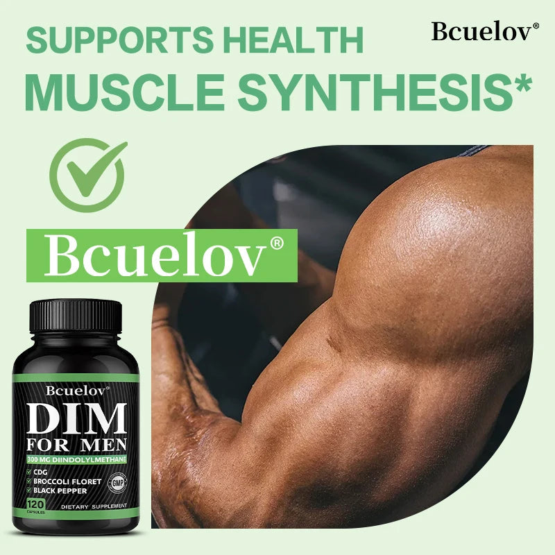 DIM Supplement 120 Capsules with Piperine - Hormone Balance Menopause Prostate Health Metabolism Support, Increase Muscle Mass Healthy supplements