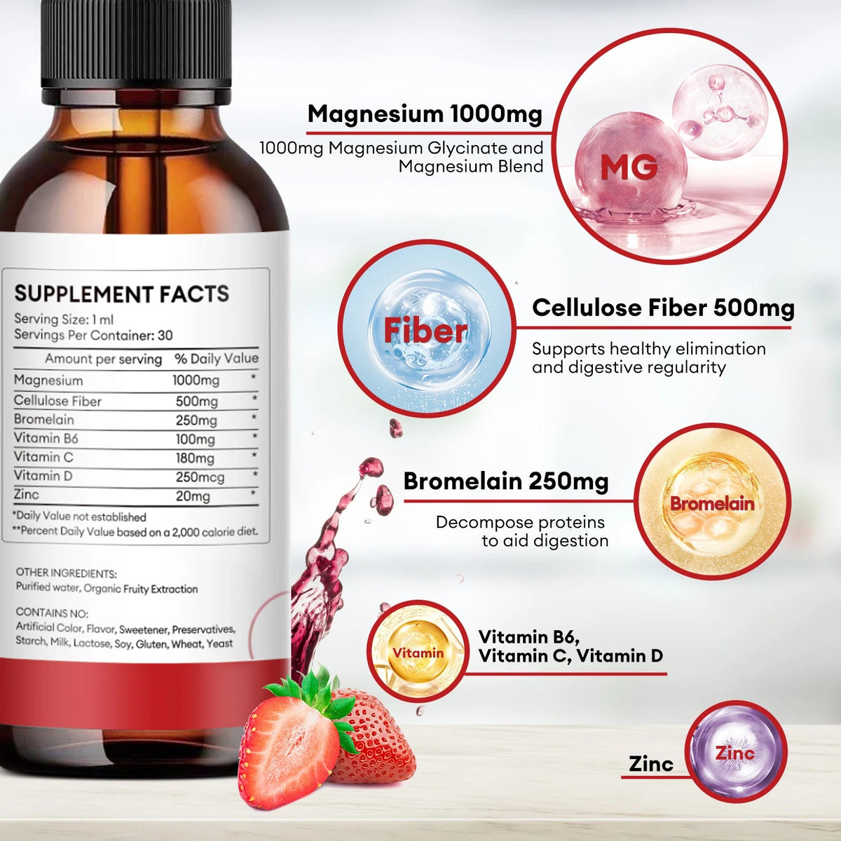 MINCH Magnesium Glycinate Liquid Drop,Sleep Support Vegan Non-GMO Support Bone & joints Health Promote Muscle & Nerve Health Healthy supplements
