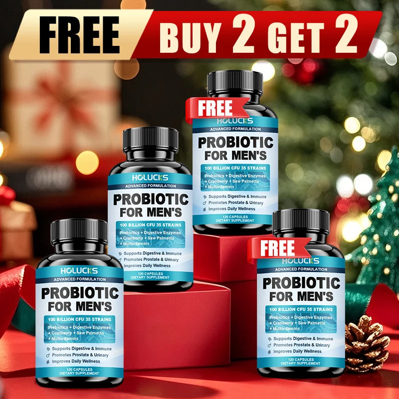 HOLUCKS Men's Probiotic Supplement with Prebiotics & Enzymes, Support Gut Health, Immune System & Daily Overall Wellness for Men Healthy supplements